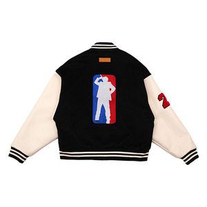 Flyingkick Enterprises High Street Style Good Quality Oversized Embroidery <b>Letter</b> Customized Street-Wear Logo <b>Jacket</b> <b>Men</b> - Product Image 2
