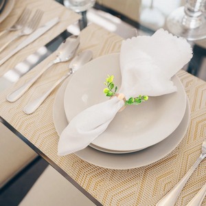 Porte-serviette rond en jute avec feuille verte pour décor de table rustique événements de mariage fêtes hôtel salle à manger accent naturel - Product Image 5