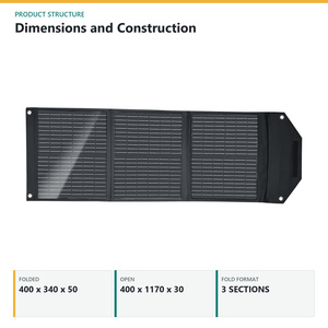 แผงโซลาร์เซลล์แบบพับสามตอน 60W 18V ผิวด้าน PET พร้อมช่องต่อ DC และ USB - Product Image 5