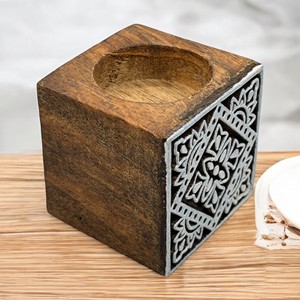 Handmade Eco-Friendly Wooden Rectangle Block <b>Tealight</b> Holder (Without <b>Tealight</b> <b>Candle</b>) for Home Decoration Festival Occasions - Product Image 4