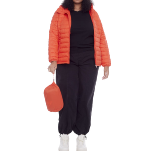 Veste matelassée légère pour femme grande taille, veste chaude en duvet, manteau à capuche ultra léger, vêtement d'extérieur isolé pliable, rembourrage doux - Product Image 5
