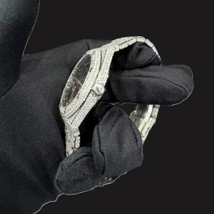 Montre-bracelet mécanique automatique Miyota de luxe, clarté VVS, cadran noir personnalisé, moissanite blanche, faite à la main, passe le test du diamant - Product Image 5