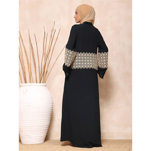 เดรสอาบายะใส่ลำลองแขนยาวของผู้หญิงเดรสอิสลามระบายอากาศได้ดีชุดเดรสสุภาพปักกระดุม100% โพลีเอสเตอร์ - Product Image 3