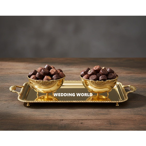 Hot Selling Decorative Chocolate <b>Bowl</b> With Tray <b>Silver</b> Plated Luxury Dates <b>Bowl</b> Round Shape Decorative New Chocolate Tray - Product Image 6
