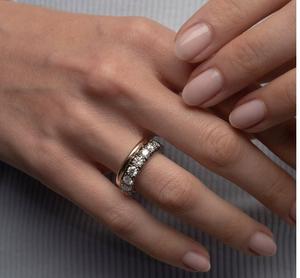 Women's 14K Solid <b>Gold</b> Band Black Rhodium Finish Cut Lab Grown Diamond Engagement Wedding Fashion Jewelry for Romantic for Party - Product Image 6