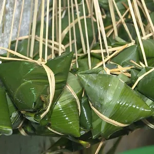 Zongzi pork dumpling with banana leaf from Vietnam