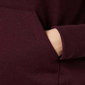 Sweat-shirt femme en coton et fibre de bambou, couleur bordeaux, service OEM ODM, logo personnalisé, poche kangourou, pull de haute qualité, toile d'hiver - Product Image 4