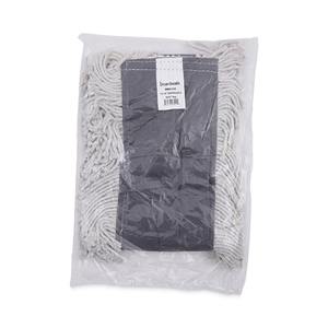 Boardwalk 36 In. X 5 In. Tête de balai serpillère jetable blanche en coton/synthétique avec franges centrales cousues pour le nettoyage des sols - Product Image 2