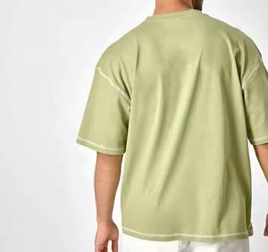 Camiseta de algodón 100% personalizada con hombros caídos de gran tamaño para hombre, serigrafía con logotipo, ropa de calle de peso pesado, antibolitas rápidas - Product Image 2