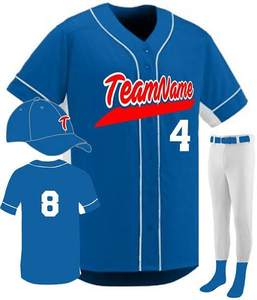 Wholesale Customizable Breathable <b>Baseball</b> & Softball Jersey <b>Set</b> Sportswear with Number and Name Buttons Uniform Design - Product Image 1
