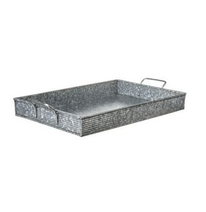 Plateau à desserts rectangulaire en métal galvanisé de grande taille Poignées en fer Présentoir élégant et élégant pour les collations servant les tendances - Product Image 4