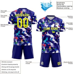 Ensemble d'uniformes de football personnalisables-100% coton séchage rapide unisexe tailles adultes - Product Image 5