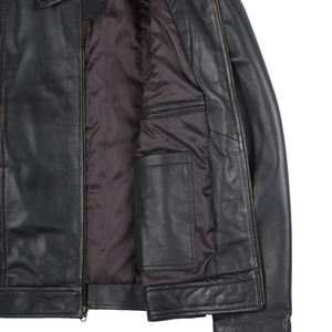 Chaqueta de Cuero de Oveja de Color Sólido Personalizada al por Mayor, Ropa Casual para Hombre, Estilo Urbano, Nueva Moda, Chaquetas Cómodas y Resistentes al Viento - Product Image 5