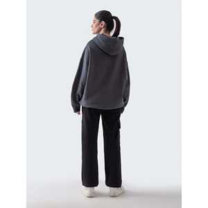 เสื้อฮู้ดดี้ผู้หญิงสีเทาเข้มทรงโอเวอร์ไซส์ ผ้าไหมถักเนื้อนุ่ม ระบายอากาศได้ดี มีซิป ดีไซน์ 3 มิติ พร้อมลายครอปท็อป สำหรับฤดูใบไม้ร่วง - Product Image 5