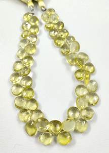 8-8,5mm Natural amarillo limón cuarzo corazón facetado Briolette cuentas 8,5 ''Strand piedras preciosas sueltas - Product Image 4