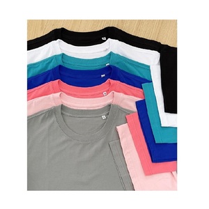 เสื้อยืดผ้าฝ้ายอัด100% เปล่า180กรัมสำหรับผู้หญิงเสื้อยืดแฟชั่นใส่ทุกวันเส้นด้ายย้อมระบายอากาศได้ดี - Product Image 3