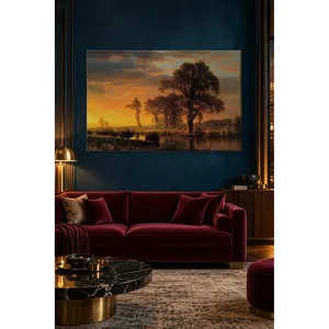 Fida Bierstadt Bison au coucher du soleil à Kansas, impression sur toile - Product Image 1