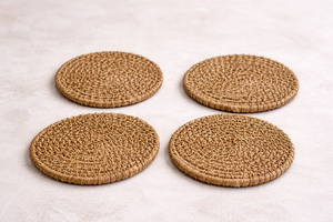 Posavasos Redondos de Ratán y Yute Tejidos a Mano, Ecológicos, Clásicos, de 10 mm de Grosor, de Alta Calidad, para Hoteles, Cerámica y Mesas del Hogar - Product Image 2