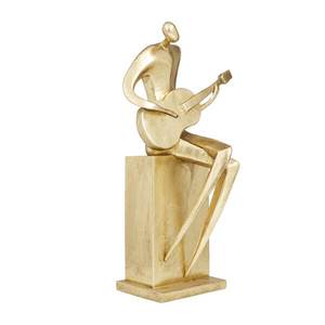 Alta venta arte Metal humano con guitarra tocando escultura hecho a mano Golde Metal hogar para boda Interior decorativo de la India - Product Image 5