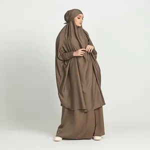 Elegant Pleated Silk Satin Kaftan <b>Abaya</b> Customized Color Polyester/Spandex Islamic Prayer Dress Two Piece Custom Made Size - Product Image 1