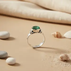 925 Silver Fine Chain & Link <b>Bracelet</b> with Green <b>Gemstone</b> Women's Gift Jewelry Ring - Product Image 3