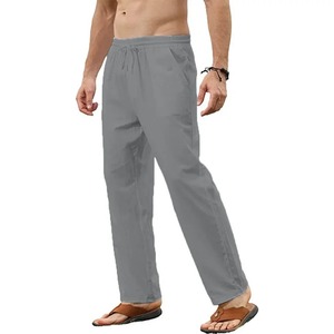 Pantalons de plage d'été pour hommes, pantalons de jogging, vêtements de rue, pantalons de sport en coton et en lin, pantalons décontractés, pantalons respirants à jambe droite - Product Image 2
