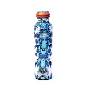 Botella de agua personalizada de cobre puro de 950ml, estilo deportivo con tapa para gimnasio, recorrido al aire libre, beneficios de salud ayurvédicos, decoración impresa para el hogar - Product Image 1