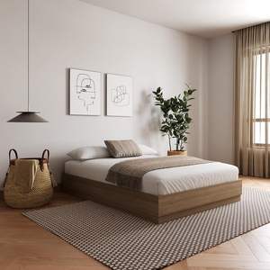 Lit à plateforme en bois massif au design traditionnel avec finition en noyer Cadre de lit en bois de noyer avec lit à plateforme - Product Image 5