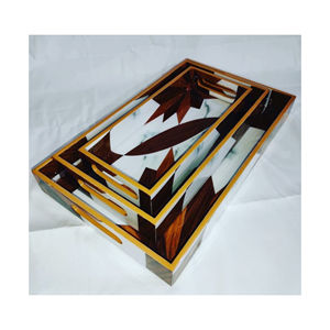 La última bandeja de madera con Meena impreso para artesanía Bandeja de servicio de madera de tamaño personalizado para utensilios de cocina a bajo costo - Product Image 2