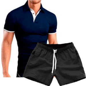 Nouvel ensemble d'été 2023 pour homme : T-shirt respirant grande taille à manches courtes + short, ensemble 2 pièces, polo ajusté à revers, taille américaine - Product Image 3
