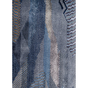 Alfombras Manchaha Azules de Lana y Seda de Bambú Anudadas a Mano con Patrón Geométrico para Uso Doméstico, para Sala de Estar, Dormitorio o Pasillo-Les-2933 - Product Image 3