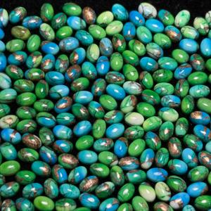AAA + tamaño personalizado de alta calidad 4X6 Pavo Real Natural ovalado cobre Kingman turquesa cabujón joyería de piedras preciosas verdes sueltas - Product Image 1