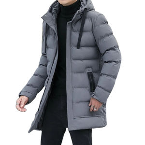 Parka d'automne pour homme, longue, imperméable, en laine peignée, col montant, capuche, tendance, épaisse, chaude, respirante, rembourrage avant - Product Image 5
