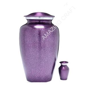 Vente chaude Style Américain Violet Peint À La Main En Métal Adulte Urne Excellente Qualité Fournitures Funéraires à Bas Prix - Product Image 1