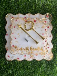 Support de service Ramadan en résine au design élégant, parfait pour afficher les dates, les bonbons, les fruits secs et le décor de table de fête - Product Image 4