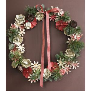 Antique Red Poppy Metal <b>Wreath</b> Shabby Chic Iron Flower Wall Art Year-Round <b>Decorative</b> Floral <b>Wreath</b> for Home Living Room Venue - Product Image 2