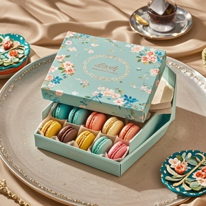 Sang Trọng Biểu Tượng Tùy Chỉnh Cấp Thực Phẩm Macaron Giấy Bao Bì Hộp Macaron <span class=keywords><strong>Cookie</strong></span> Lưu Trữ Hộp Macaron Hộp Quà Tặng - Product Image 4