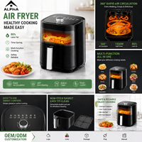 Friteuse à air numérique OEM ODM 4L 5L 6L 8L 12L avec fenêtre visible et écran tactile, sans huile, pour cuisine domestique