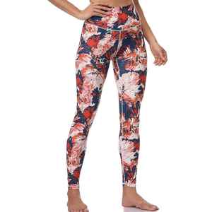 Leggings maxi longueur en tricot à taille haute, à fleurs, respirants, extensibles, durables, pour le fitness et le yoga - Product Image 1