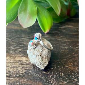 Emerson Vallo Turquoise Bezel Set Sunface <b>Ring</b> <b>Sterling</b> <b>Silver</b> <b>Adjustable</b> Fine Jewelry - Product Image 4