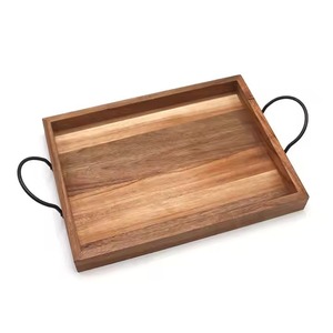 Bandeja de servicio de madera de bambú con lados profundos y asas para comida, té, aperitivos y uso decorativo en el hogar - Product Image 5