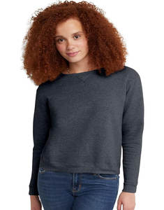 Femmes manches longues col rond hauts courts pull recadrée sérigraphié sweat brodé appliques tailles disponibles SX - Product Image 1