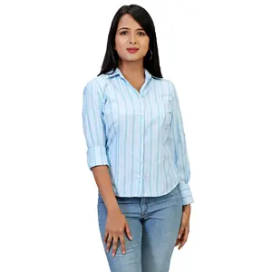 Di qualità Premium alla moda da donna luce blu solido puro cotone Slim Fit camicia formale Grey solido per la vendita alla rinfusa dal fornitore indiano