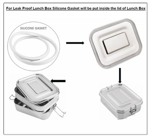 1400 ml En Acier Inoxydable Rectangulaire Étanche Boîte À Lunch Portable Compartiment Ménage Cuisine Stockage Des Aliments pour L'école De Bureau - Product Image 3