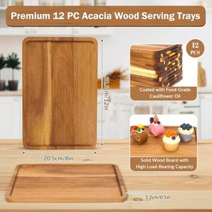 Plateau de service rectangulaire en bois personnalisé, plateau à thé, plateau à fruits, plateau à légumes, plateau à pain, plateau à gâteaux, <span class=keywords><strong>vaisselle</strong></span> pour la maison - Product Image 6