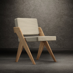 Chaise design moderne souvenir deluxe rembourrée en tissu blanc et dossier en mousse de polyuréthane et côtés en bois d'orme 2611422 - Product Image 2