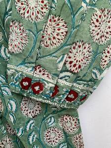 Indian Block Printed Kaftan Maxi <b>Dress</b> for Women Casual Summer Long Top Tunic Elegant Evening Party Wear Natural Button - Product Image 5