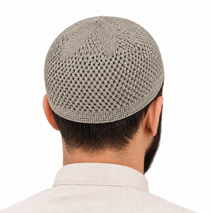 Gorro de Oración Kufi Tejido para Hombre, Transpirable, Gorro Abierto, Ligero, Gorro Musulmán, Gorro Islámico para Oración, Versátil para Uso Diario - Product Image 1