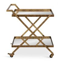 Chariot de service extérieur moderne en métal multi-usages à trois niveaux, écologique, avec plateaux en verre brillant et 4 roulettes pivotantes, pour la restauration hôtelière
