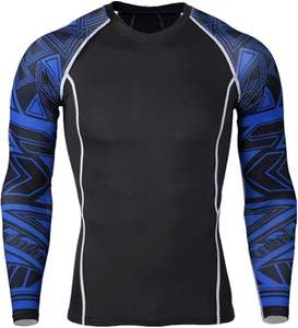 ชุดกีฬาแบบชนเผ่าสีน้ำเงินสำหรับผู้ชายเสื้อแขนยาว & เลกกิ้งสำหรับใส่วิ่งออกกำลังกายในยิม - Product Image 2